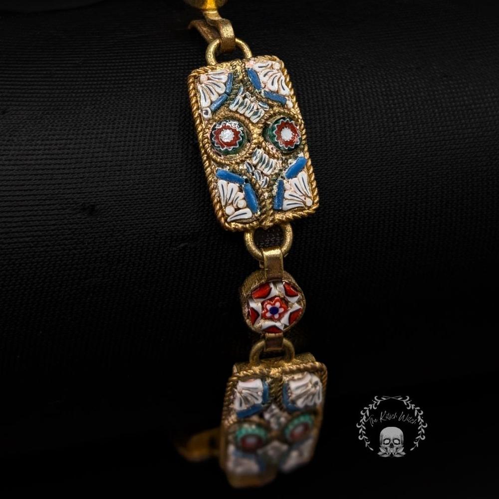 Vintage Italian Micro-Mosaic Panel Bracelet MCM Signed - Picture 2 of 6